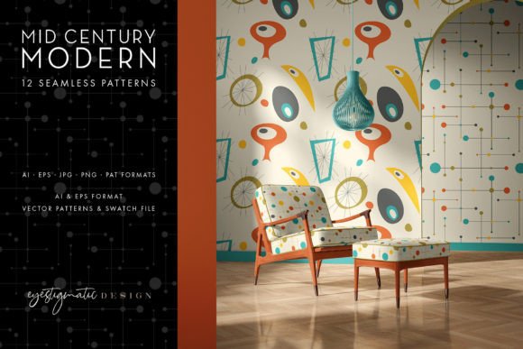 12 Mid Century Modern Patterns - Set 2