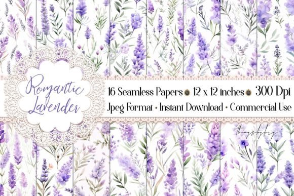 16 Seamless Lavender Provence Patterns