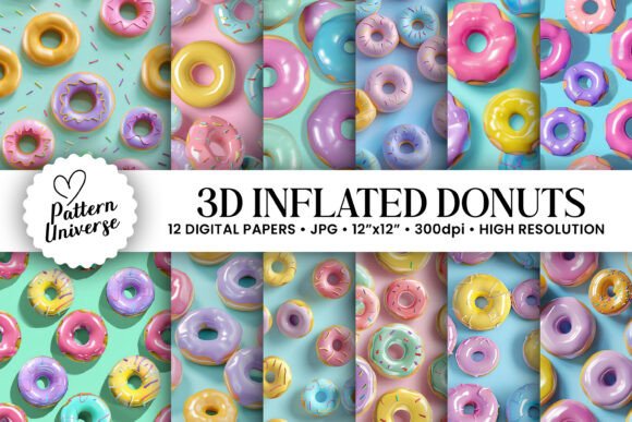 3D Inflated Donuts Seamless Patterns: The Sweetest Digital Asset for Your Next Creative Project