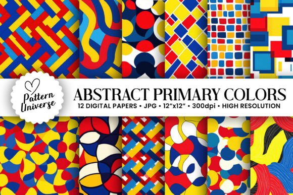 Abstract Primary Colors Shapes Patterns