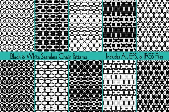 Black White Seamless Chain Patterns