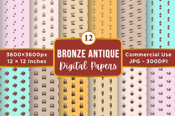 Bronze Antique Digital Paper Patterns
