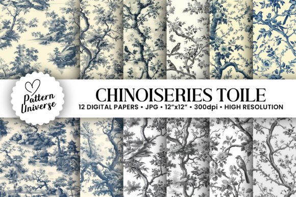 Chinoiserie Toile Seamless Patterns: Elevating Your Creative Projects with Timeless Elegance