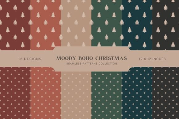 Moody Boho Christmas Seamless Patterns