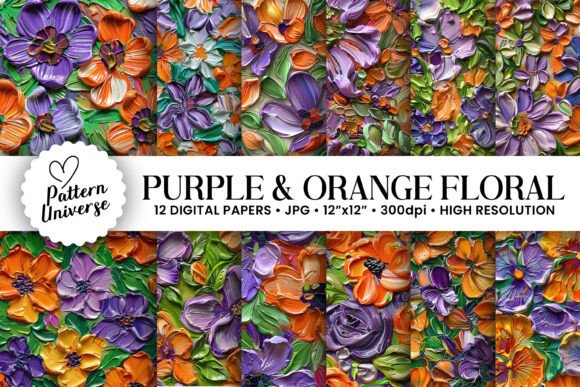Purple Orange Oil Paint Floral Patterns: A Modern Twist on Digital Art