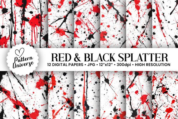 Red Black Paint Splatter Patterns