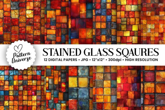 Transform Your Crafts with Orange Square Stained Glass Patterns