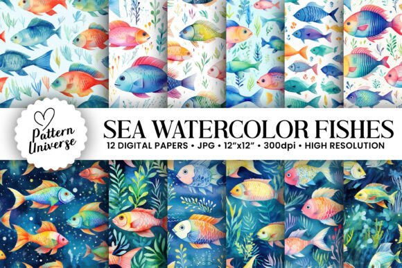 Unlock Creativity with Watercolor Fishes Seamless Patterns: The Ultimate Digital Resource for Crafters and Designers