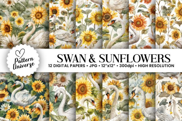 Watercolor Swan Sunflowers Patterns: A Strategic Asset for Creative Workflows